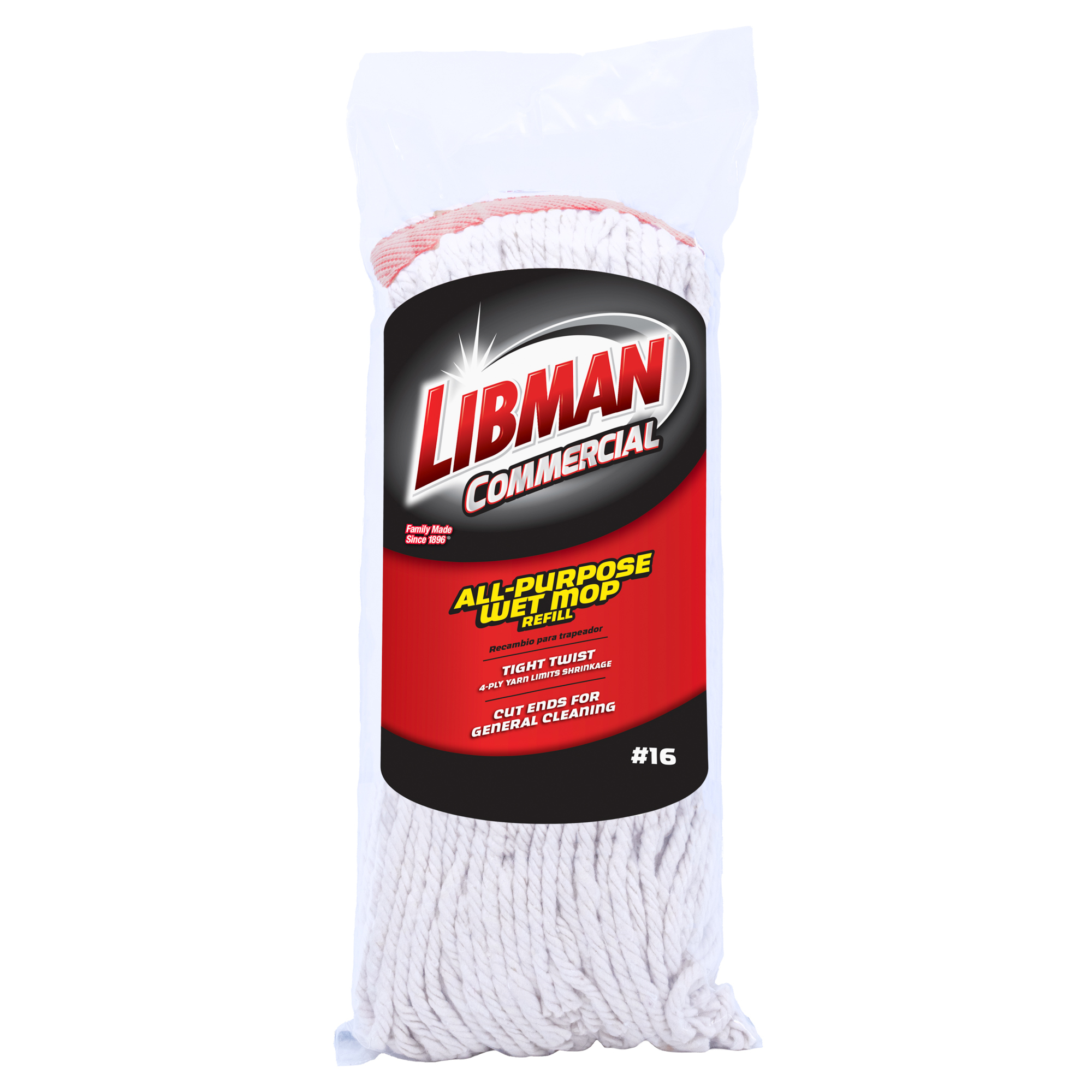 Libman Commercial #16 Cut End Cotton Mop Head,  6-Pack, Model# 974